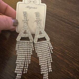 Sparkling Silver Initial Chandelier Earrings